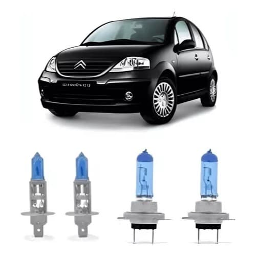 Kit Lâmpadas Super Branca H7 H1 T10 Citroen C3 2003 a 2012