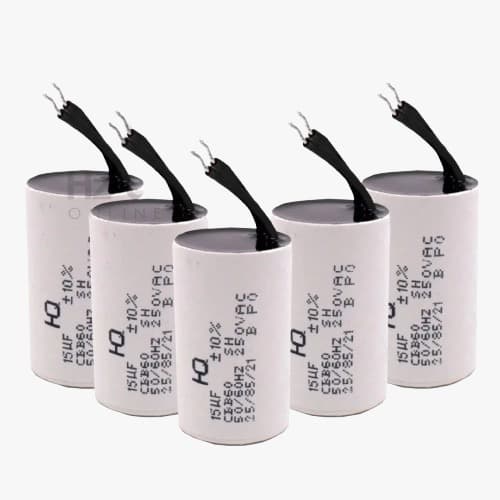 Kit 5 Capacitor 250 vac 10uf-12uf-15uf-18uf-20uf- 25uf-30uf-35uf-40uf-45uf para motor de portão