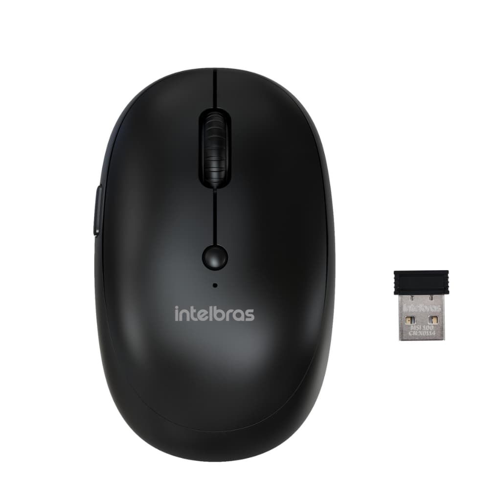 Mouse Ergonômico Preto Sem Fio - Intelbras MSI100