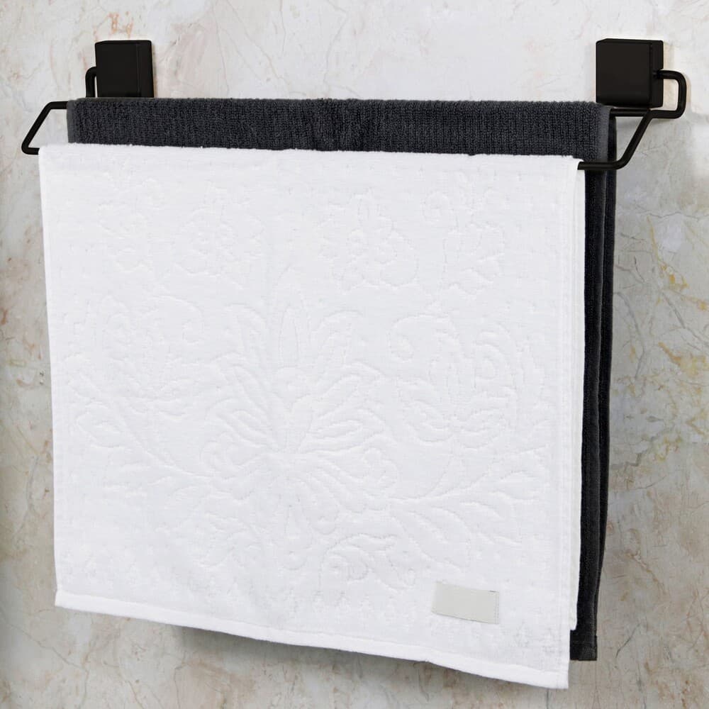 Suporte Porta Toalha Banho Duplo Adesivo 3M Toalheiro Acessório Banheiro Barra
