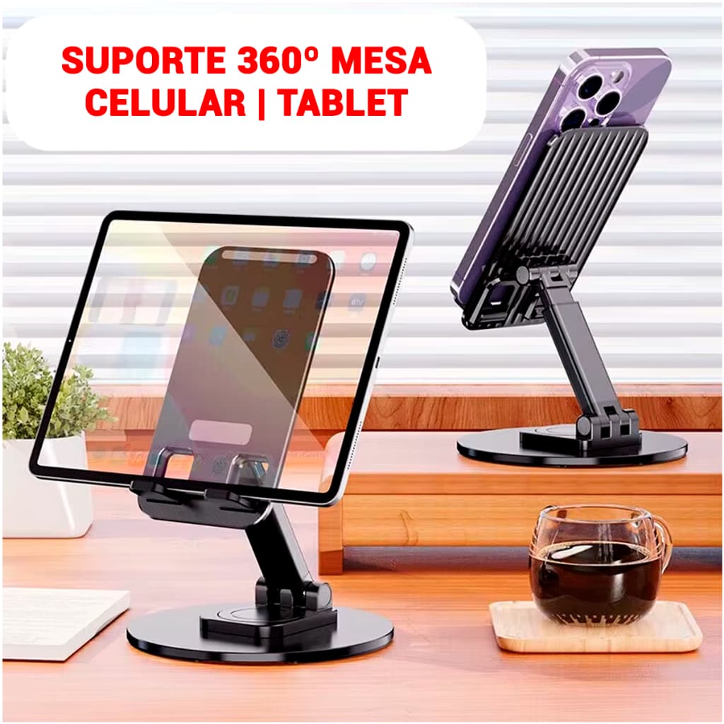 Kit 2 Suporte 360º Para Telefone Celular De Mesa Flexível Dobrável Ajustável Smartphone Tablet