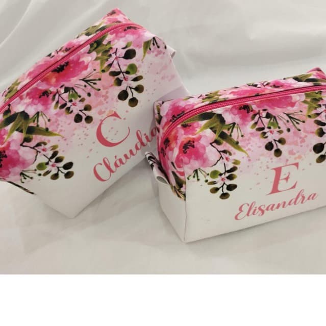 Necessaire Personalizada Box Grande Floral Rosa Presente