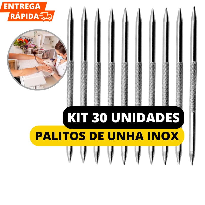 Jogo De 30 Palitos Com Ponta Dupla Palito De Unha Em Inox Para Manicure Limpeza Cutículas Cuidados