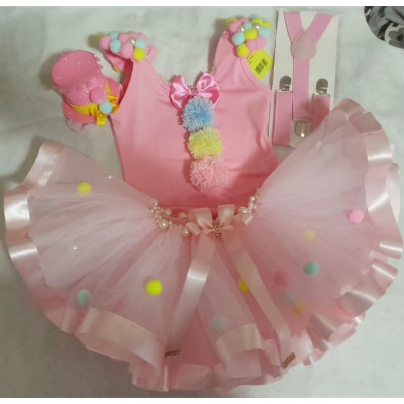 Conjunto fantasia circo rosa palhacinha baby candy color
