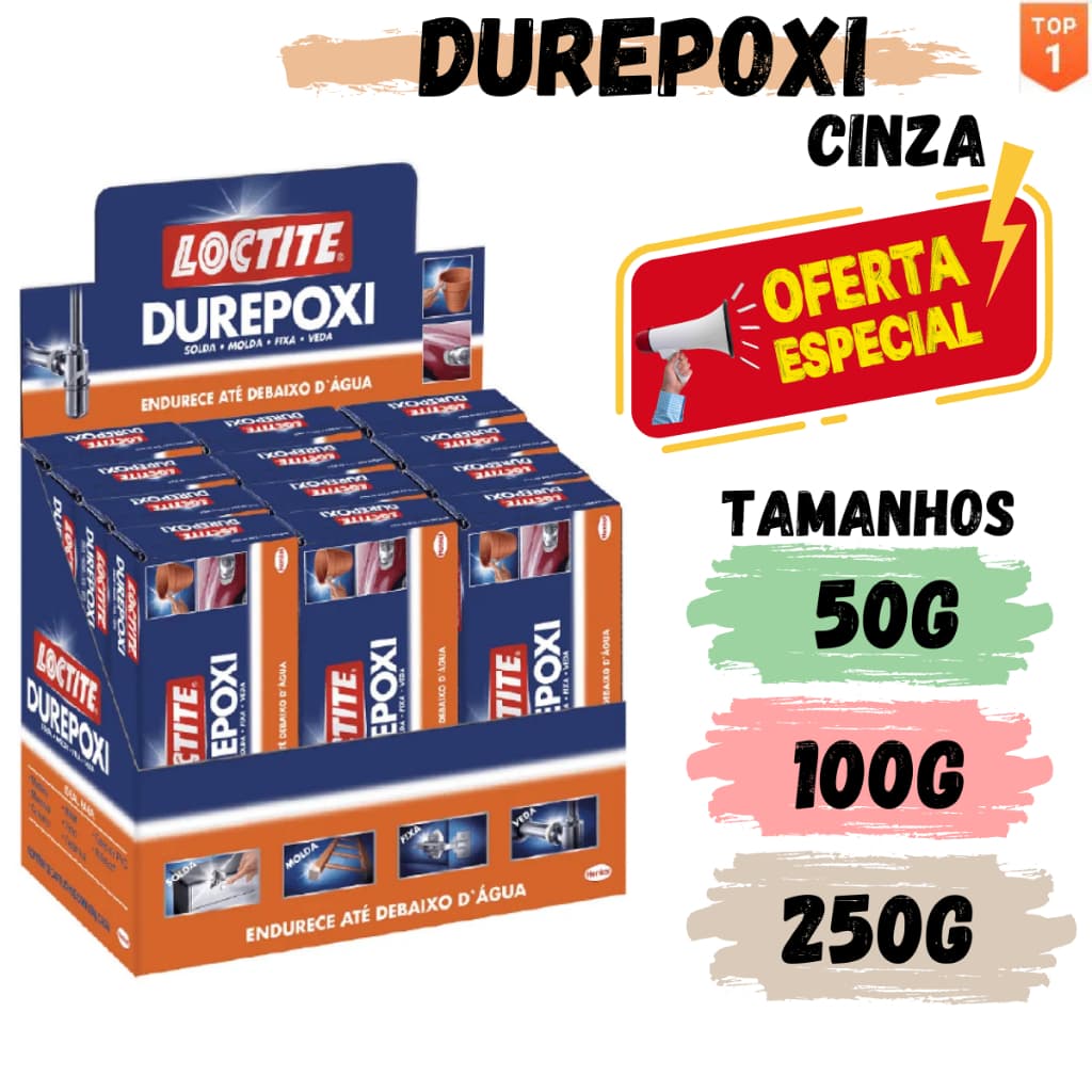 Durepoxi Cinza Massa Epóxi Loctite Uso Profissional e Artesanato