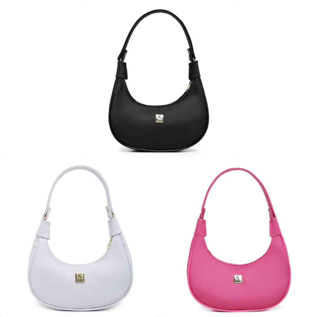 Kit 3 Bolsas Meia Lua Feminina Versátil Tote Pequena Estilosa