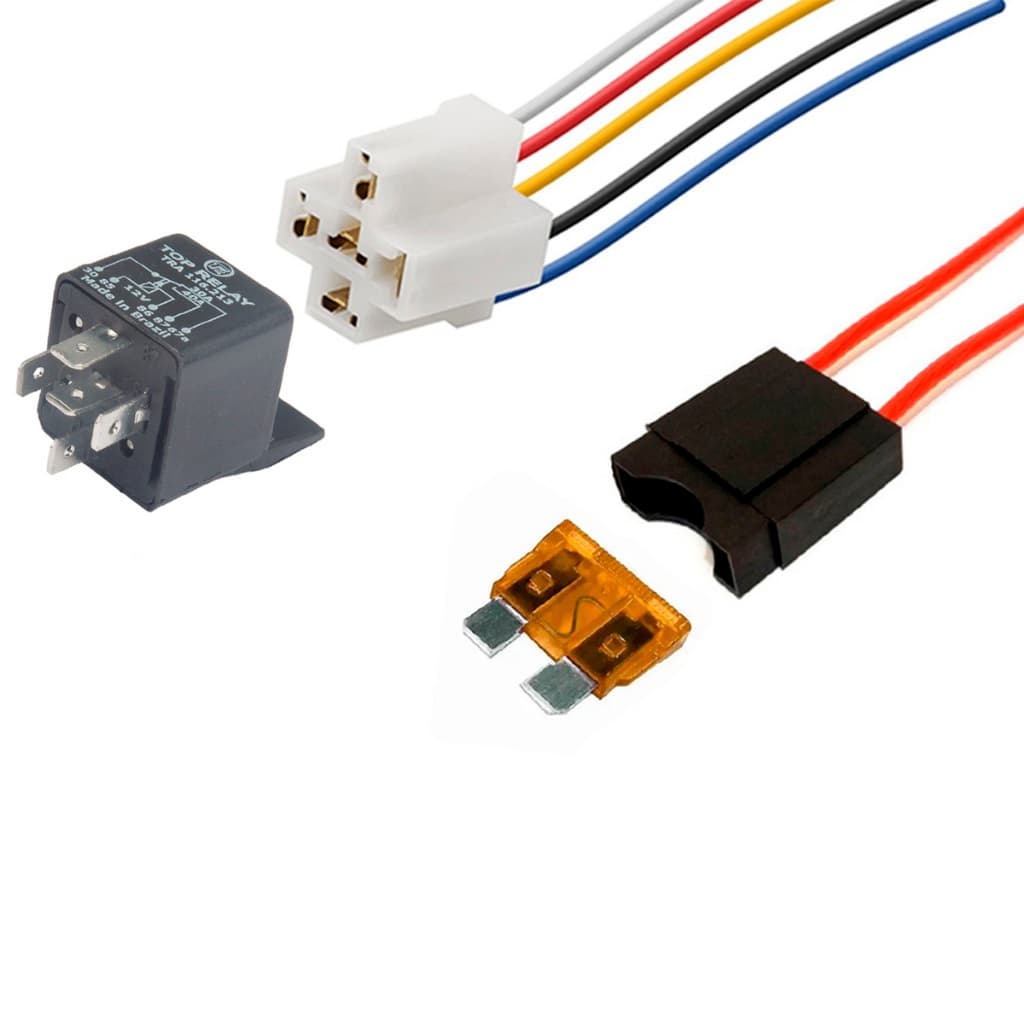 Rele auxiliar 5 pinos com porta fusível lamina