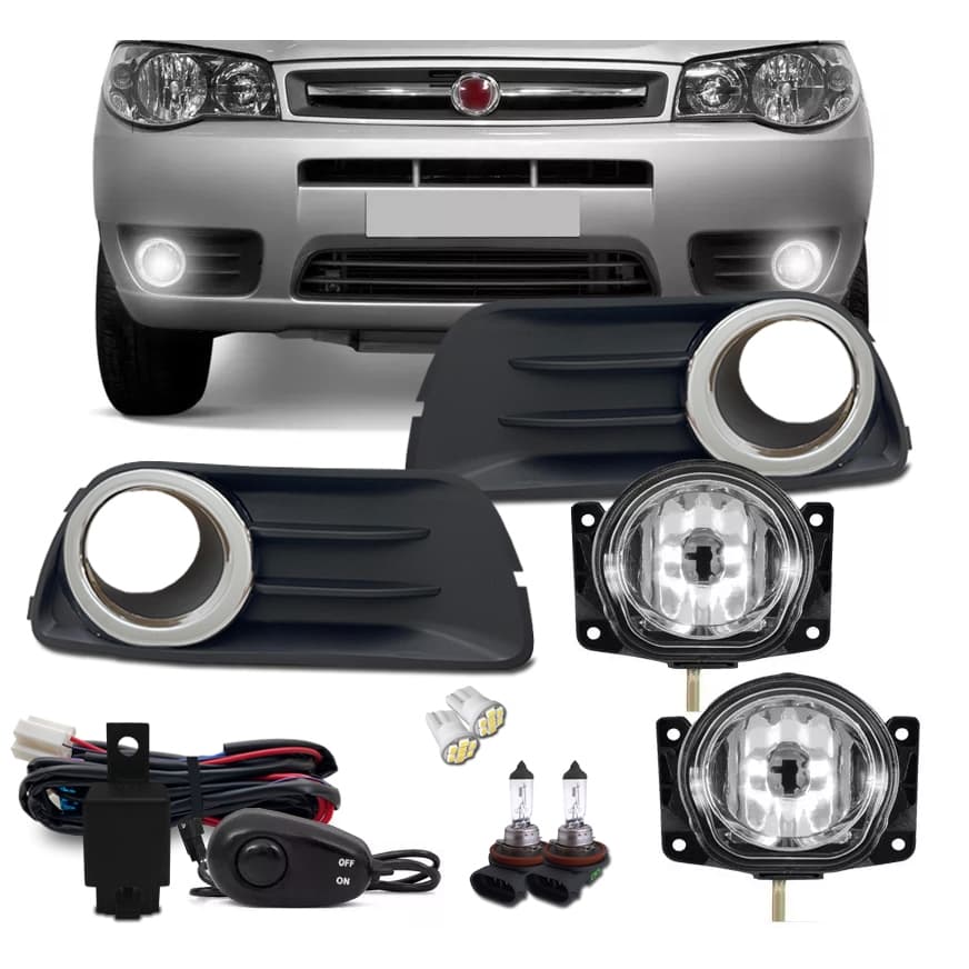 Kit Farol De Milha Palio Fire Economy 2010 Moldura Cromada