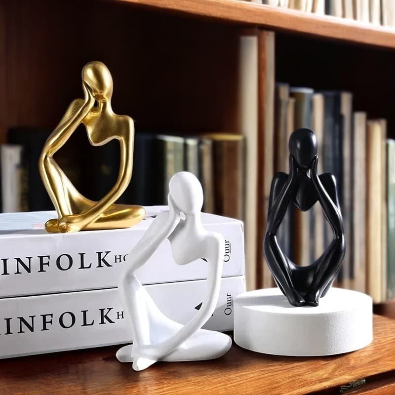 Trio ou Dupla Estatueta Decorativa - Quarto - Sala - Decoração Elegante - Dourada Branca Preta