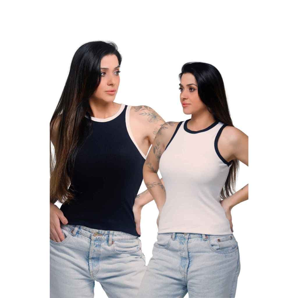 kit 2 Regata básica em ribana canelada, Blusa básica em ribana canelada, kit 2 blusa básica.