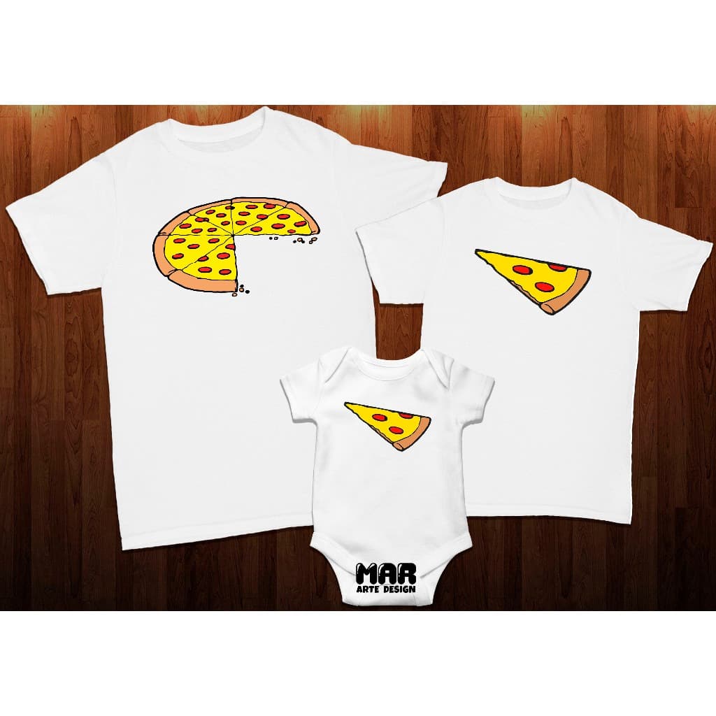 2 Camisetas + body Tal Pai Tal filhos (Pizza)