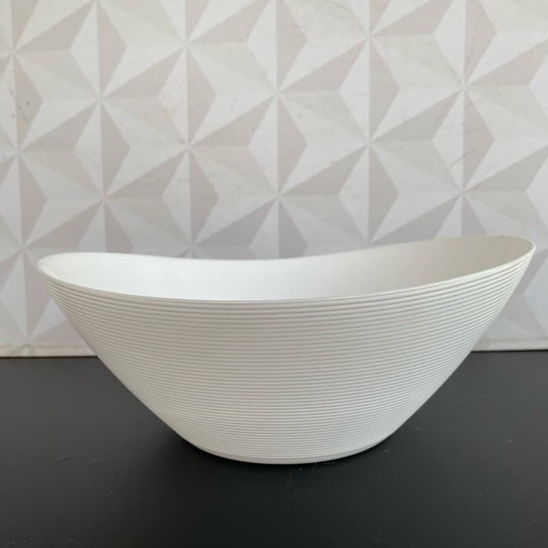 Tigela Saladeira de porcelana branca decorativa multiuso para mesa posta oval travessa branca de cozinha de vidro grande
