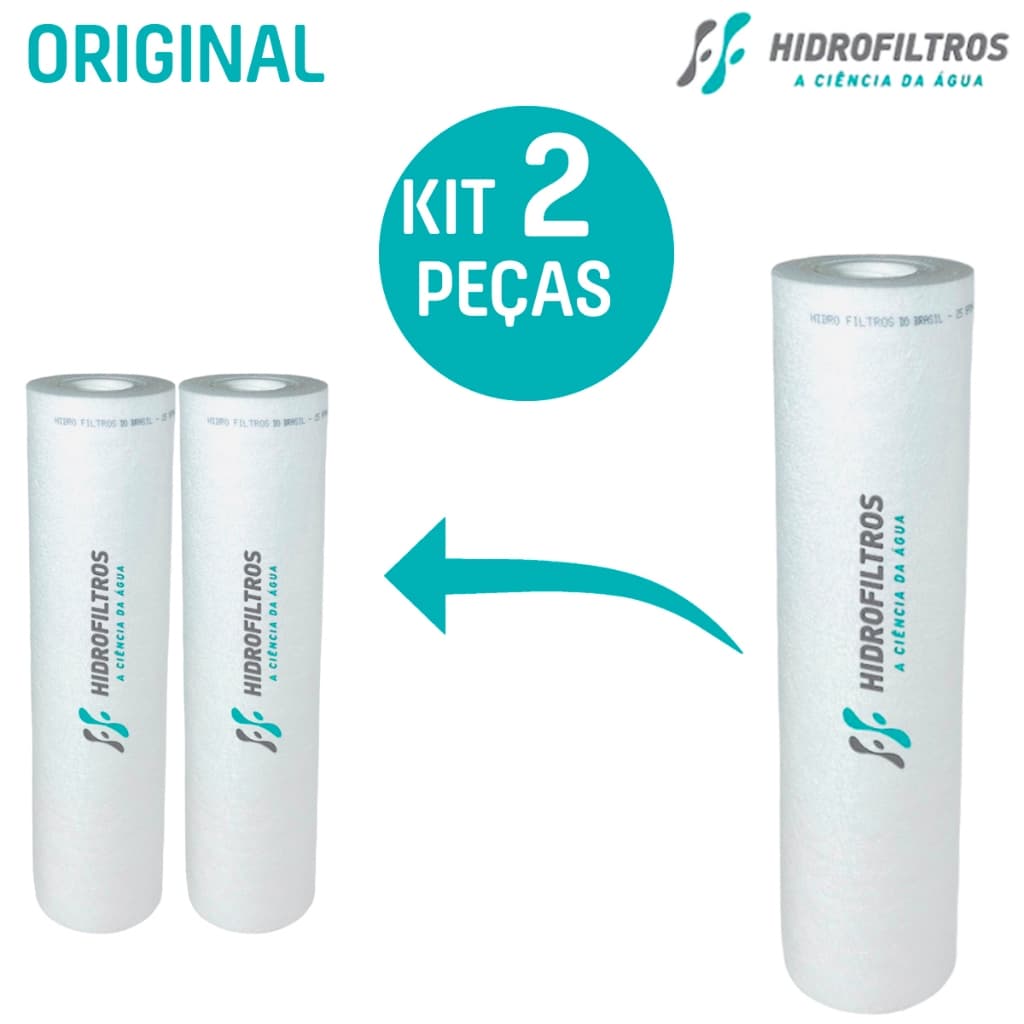 2 Refil Para Filtro de água 9.3/4 ECO Hidrofiltros Original