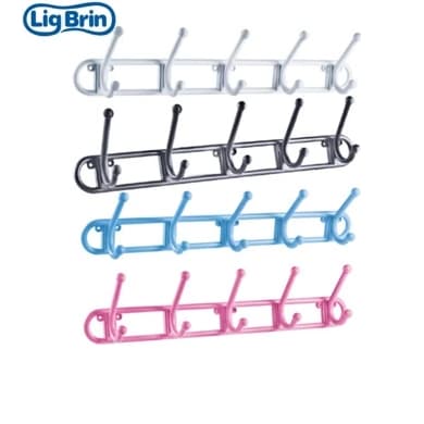 Cabideiro Multiuso com 5 Ganchos Prático e Fácil 4 Cores Disponíveis - Lig Brin