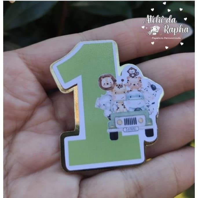 20 Apliques 3D Número Safari Baby - Fazemos Todos os Temas