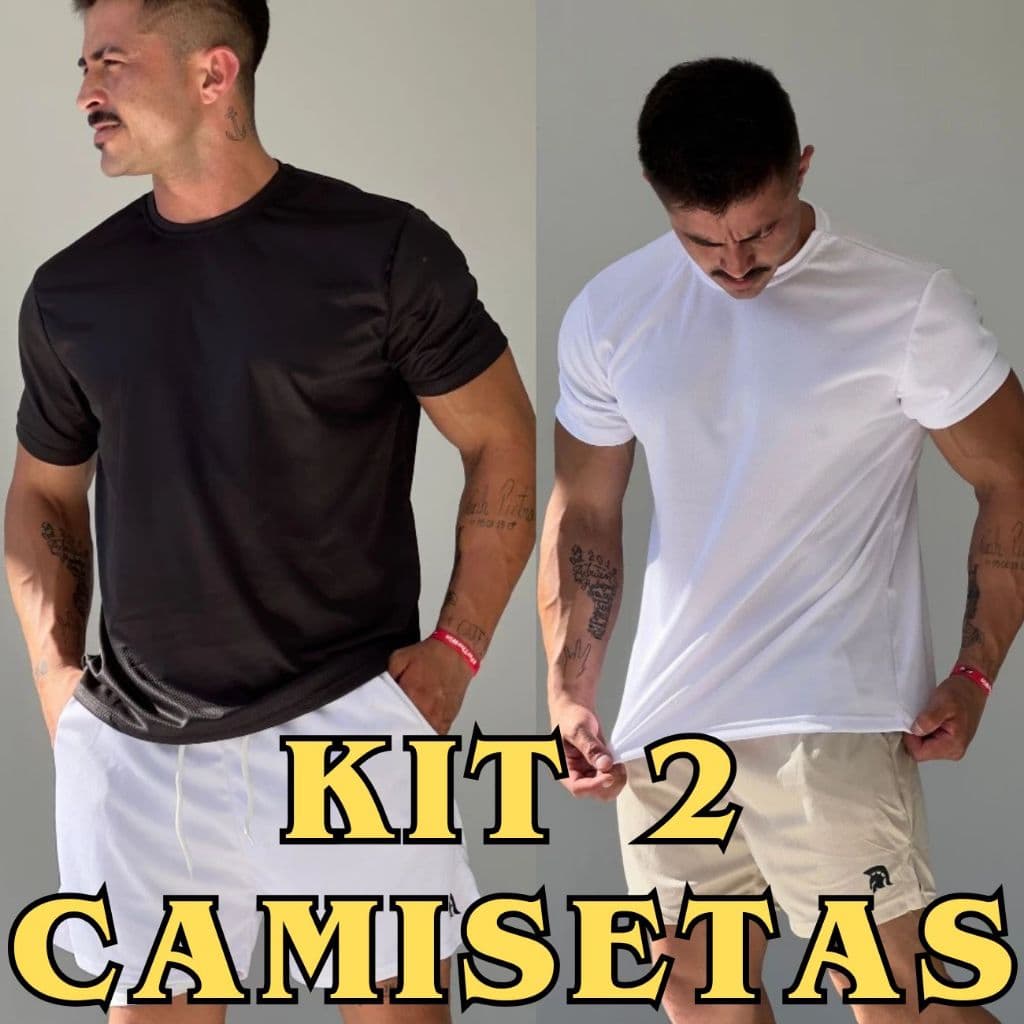 Kit de 2 Camisetas Masculinas de Performance Avançada Dryfit para Corrida Anti Odor