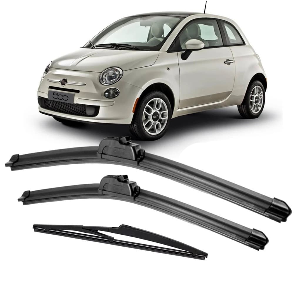 Kit Palheta Limpa Parabrisas Dianteira + Traseira Fiat 500 2011 2012 2013 2014 2015 2016 2017