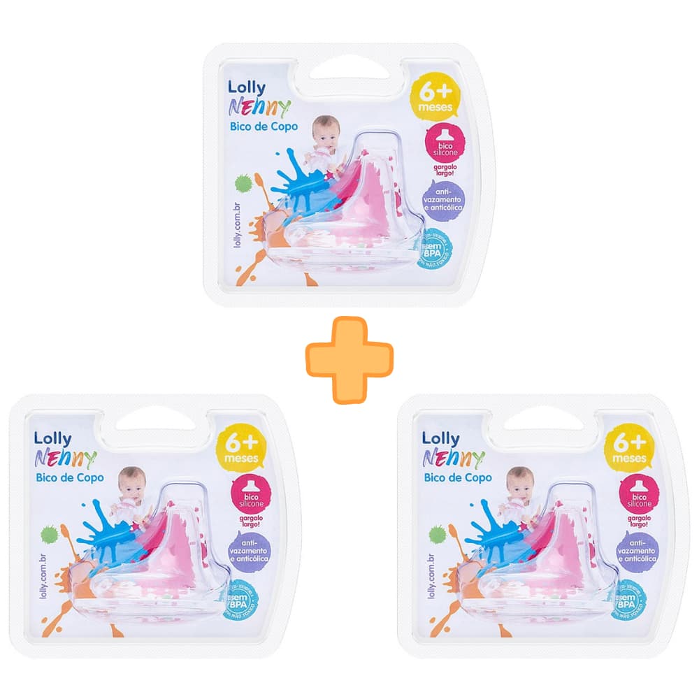 Kit c/3 Bico Para Copo Lolly Baby Silicone Antivazamento