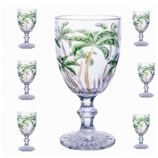 Conjunto Jogo kit 06 Taças Cristal Palm Tree Coqueiro 300 Ml Presente de Luxo