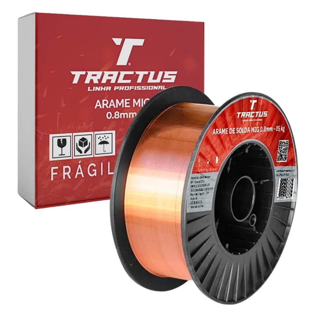 Arame de Solda Mig 0.8mm Carretel 5kg Uso Com Gás ER70S-6 Tractus