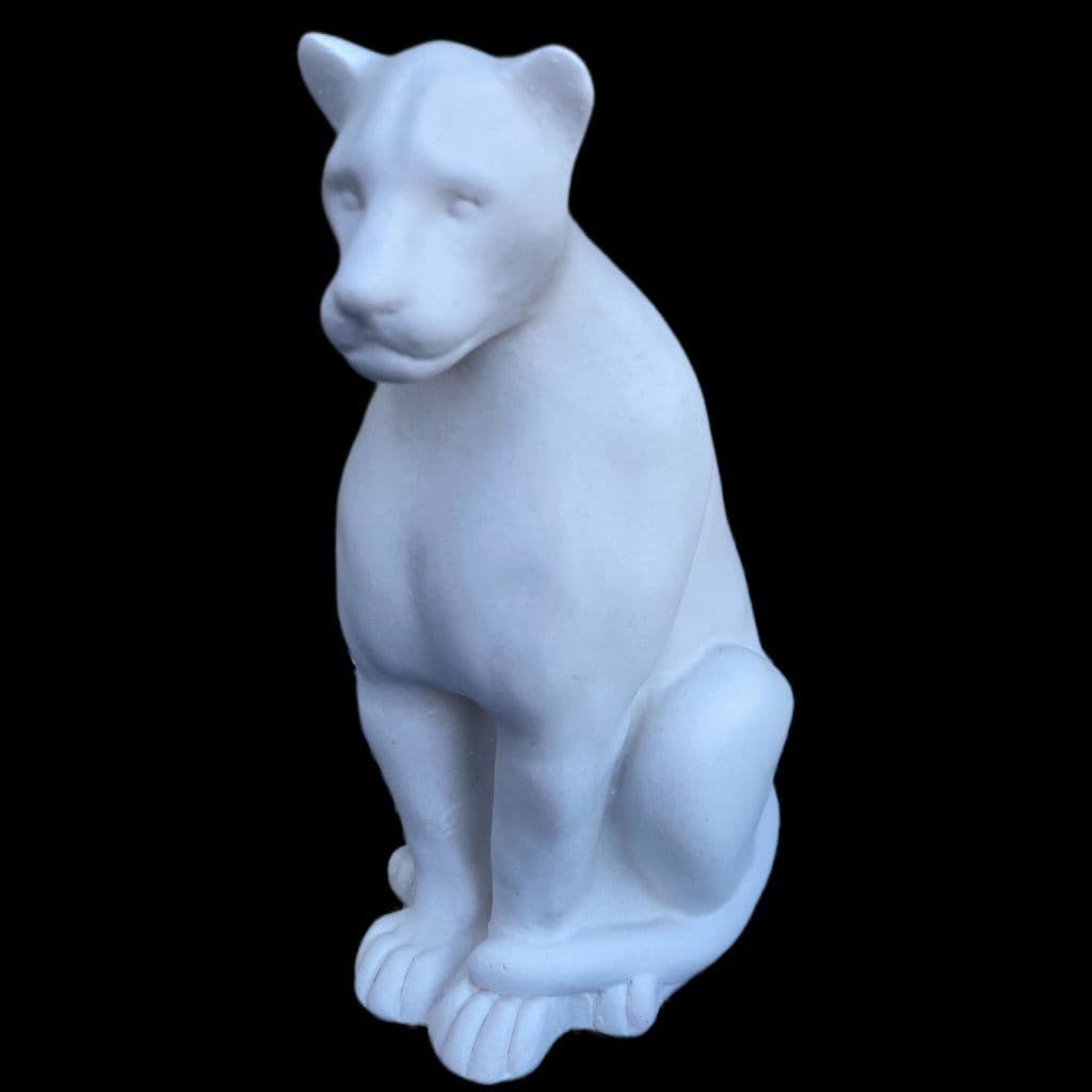 Pantera Sentada Lisa 15cm Gesso Cru