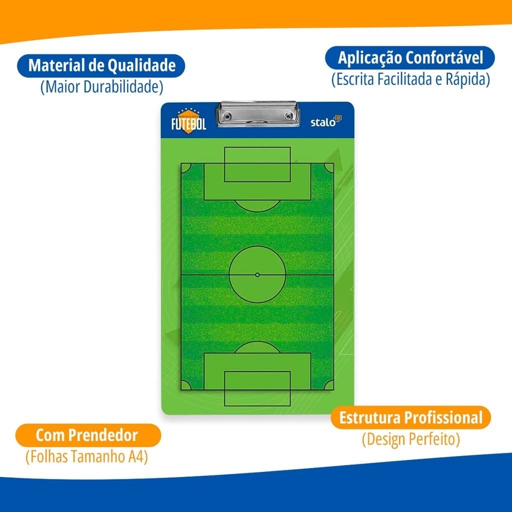 Prancheta Tatica Futebol Treino Society Campo Dois Lados Kit