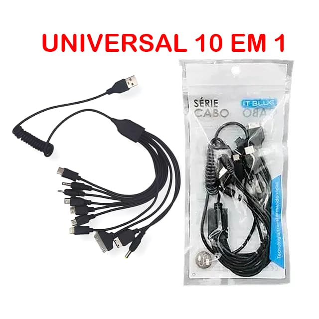 CABO USB DE ALIMENTAÇÃO DE ENERGIA PINO UNIVERSAL 10 EM 1