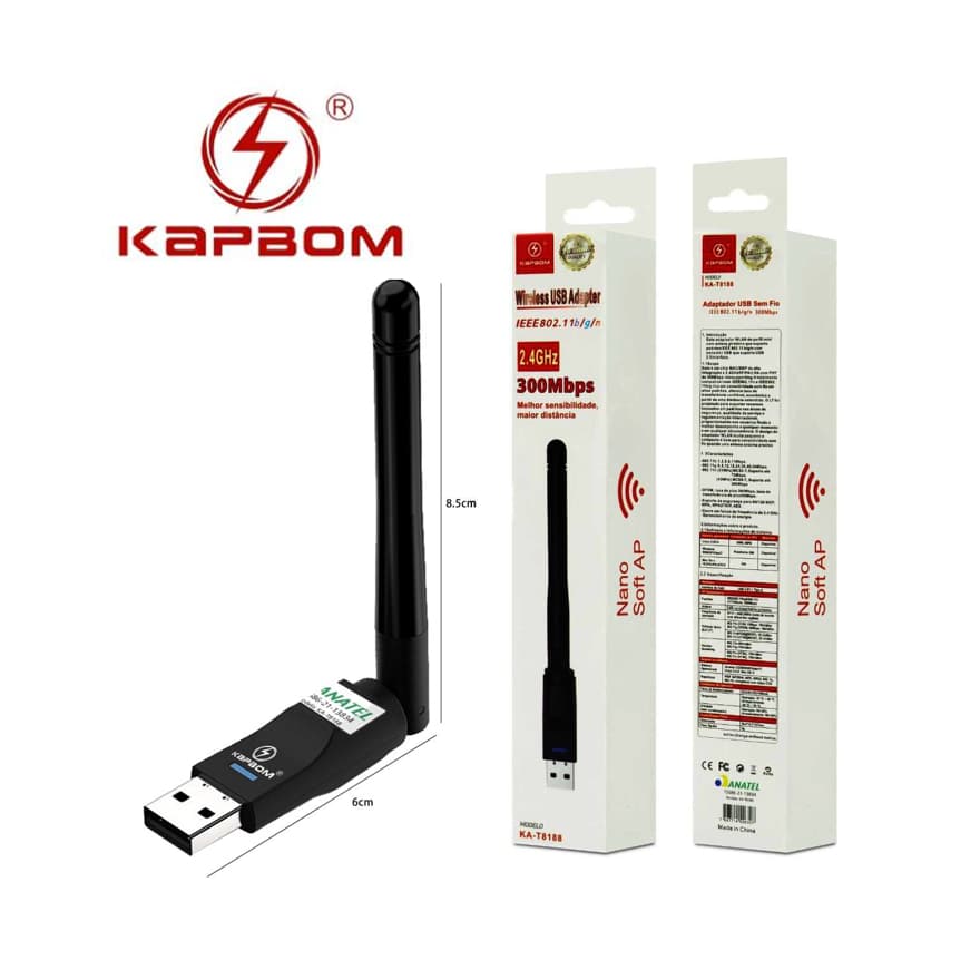 ADAPTADOR WIRELESS USB 2.4G 300MBPS - SEM FIO - KAPBOM