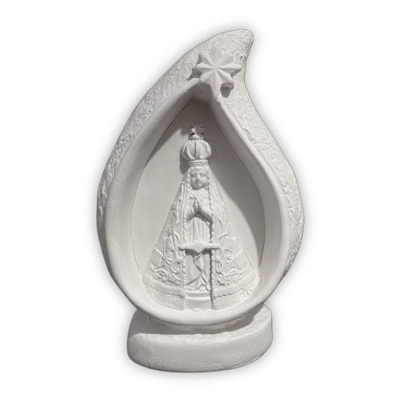Nossa senhora aparecida na gota 14cm em gesso cru