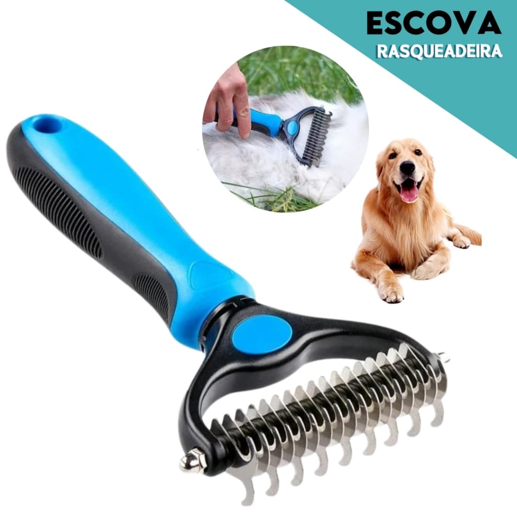 Rasqueadeira Removedor Azul - Tira Pelos Mortos - Pet, Animais, Gato -BNVT