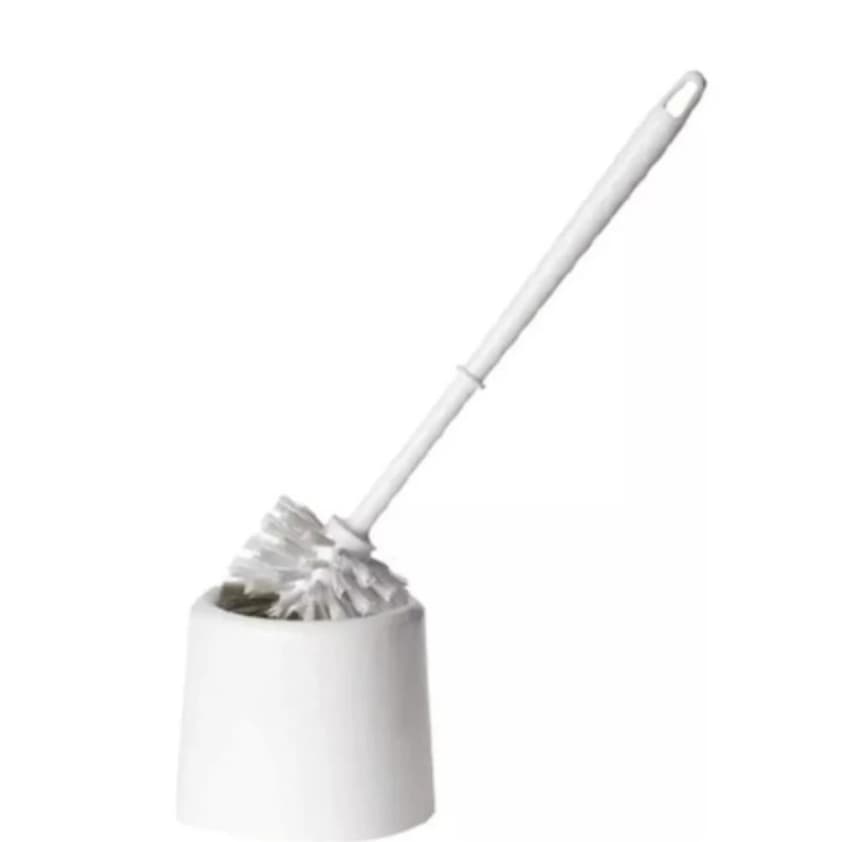 KIT 5 Escovas Sanitária Plástico Reforçada com Suporte Banheiro Branco