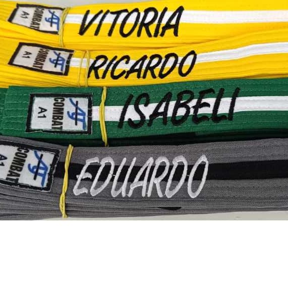 Faixa Jiu Jitsu com listra BORDADA ADULTO