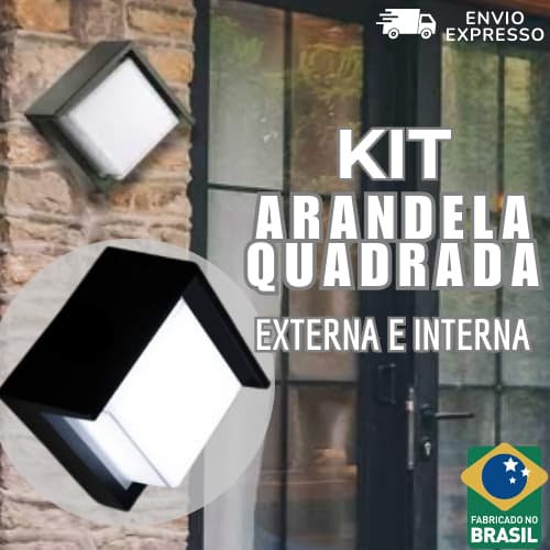 Arandela Quadrada Preta Luminária Parede Muro + Chip LED 9w