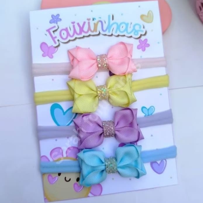 kit laçinhos de bebê,laços na faixinha / tiaras de bebê /