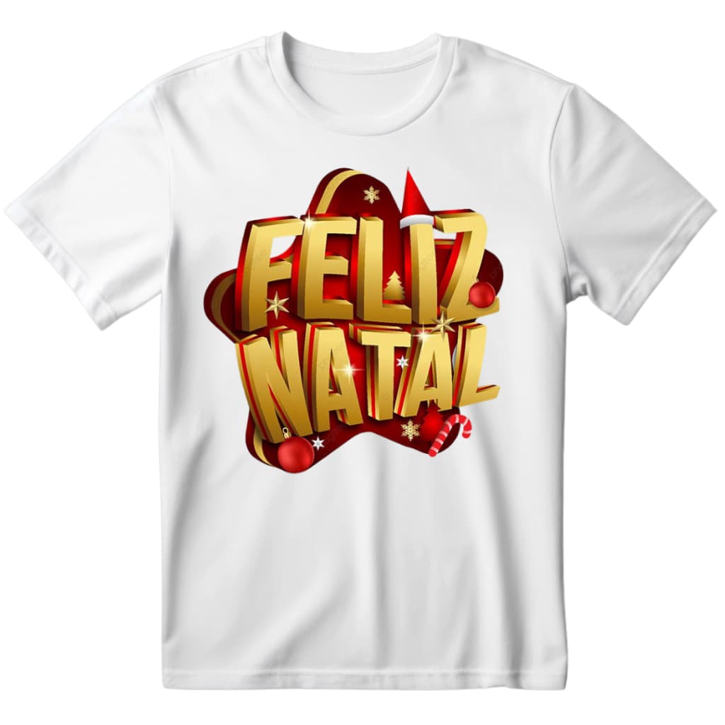 Camisa Estampada Estrela Feliz Natal 100% Algodão 30.1 Premium Entrega Imediata.