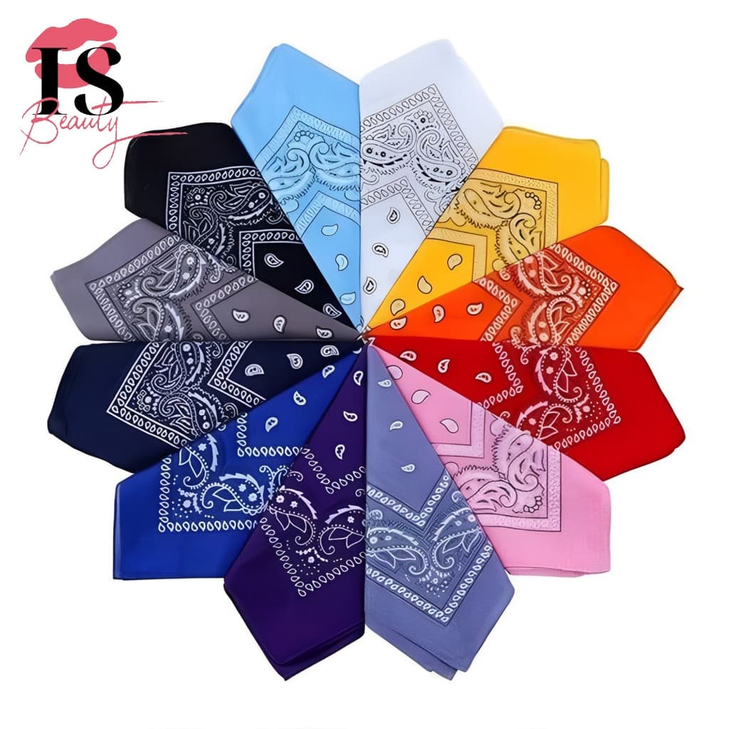 Kit 12 Bandanas Lenço Estampada - Moda Rock - Cores Variadas em Poliéster