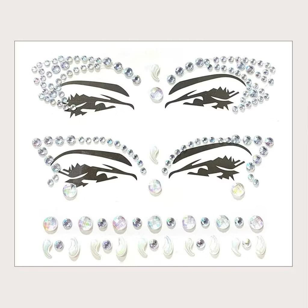 Kit 2 Adesivo Strass Glitter Pedra Rosto Maquiagem Carnaval