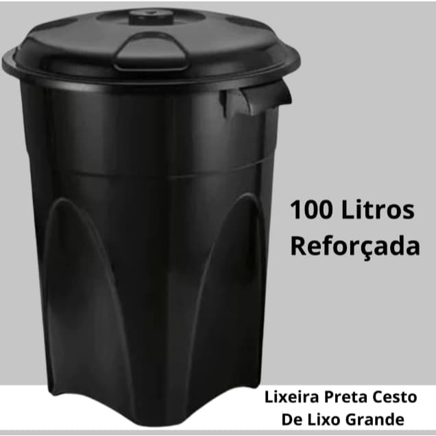 Lixeira 100 Litros Redonda Cesto De Lixo Plastico Reforcado Anti Odor Resistente