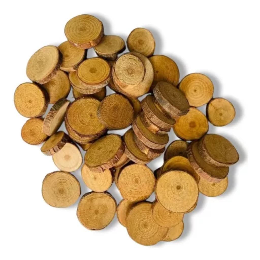 Mini Tronquinho Bolacha De Madeira Para Lembrancinhas Artesanato Pacote com 150 gramas Marrom Tronco