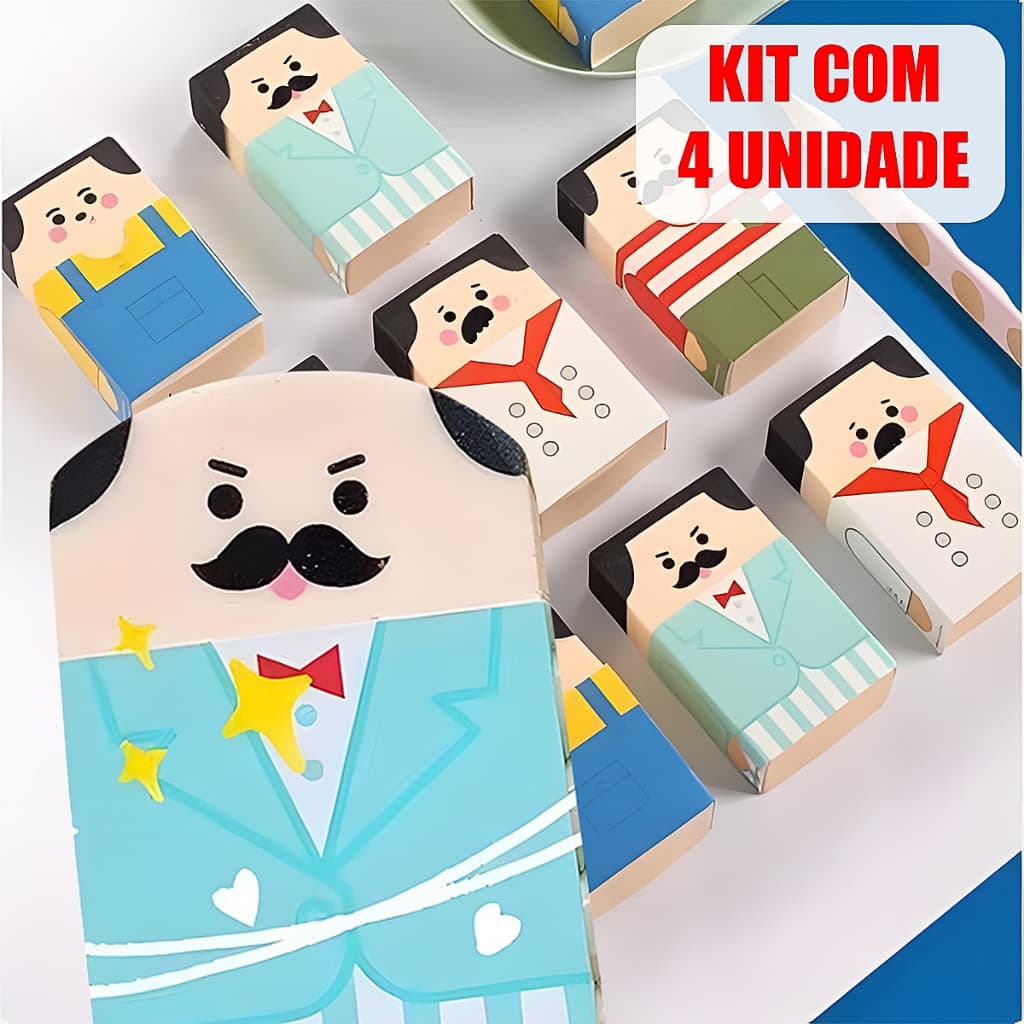 Kit 4 Borrachas Carequinha Divertida Mini Calvinho Calvo Papelaria Fofa Borrachas Escolar