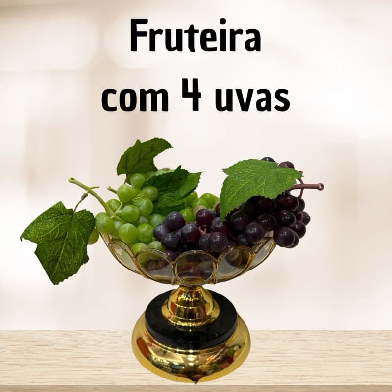 Fruteira de mesa+ conjunto de 4 uvas media. fruteira decorativa para santa ceia