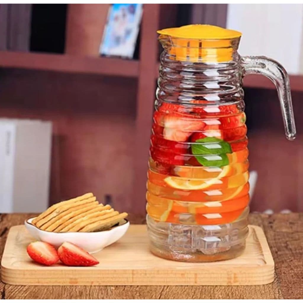 Kit Jarra de Suco e Água 800ml + Jogo de Copos de Vidro Transparente 4 Peças 220ml - Elegância e Praticidade