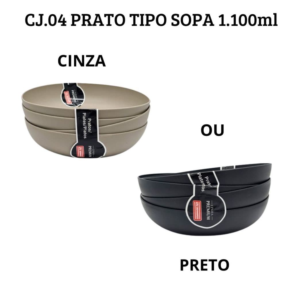 Jogo de 4un Pratos Tipo Sopa São Bernardo Alta Qualidade Moderno Multiuso Plástico Casa Imperdível