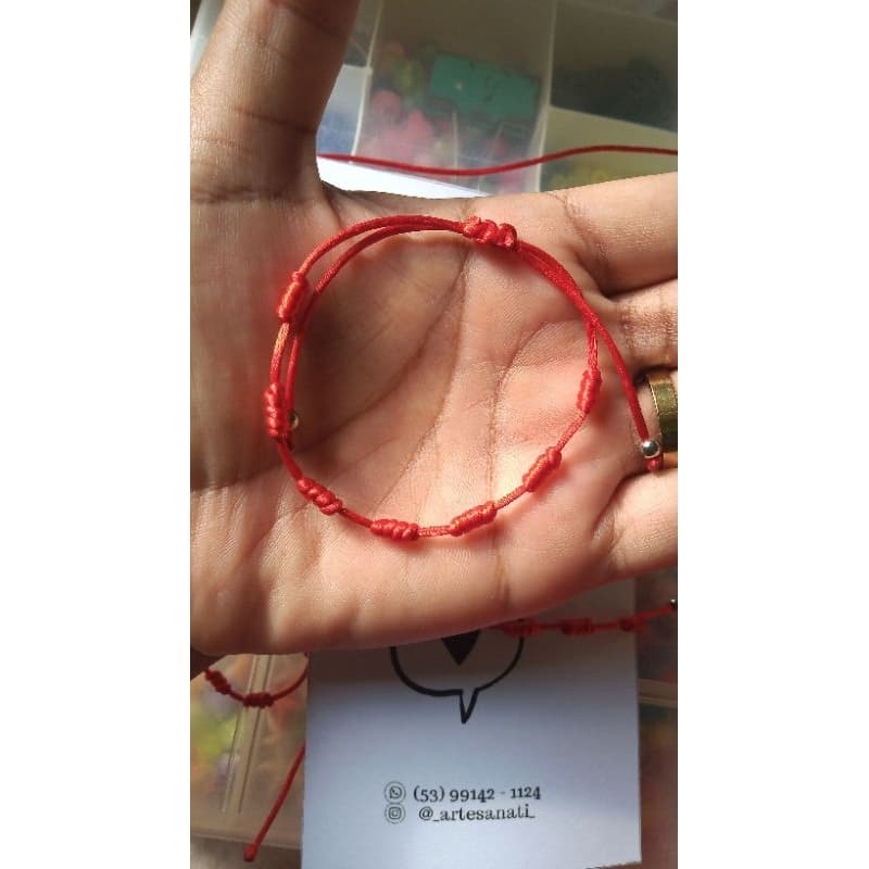 Pulseira 7 nós vermelha proteção