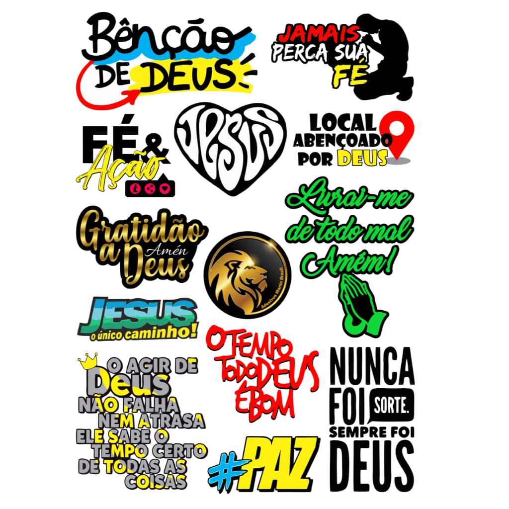 Kit Com 13 Adesivos Cristão Religioso Para Moto Capacete Carro Caminhão