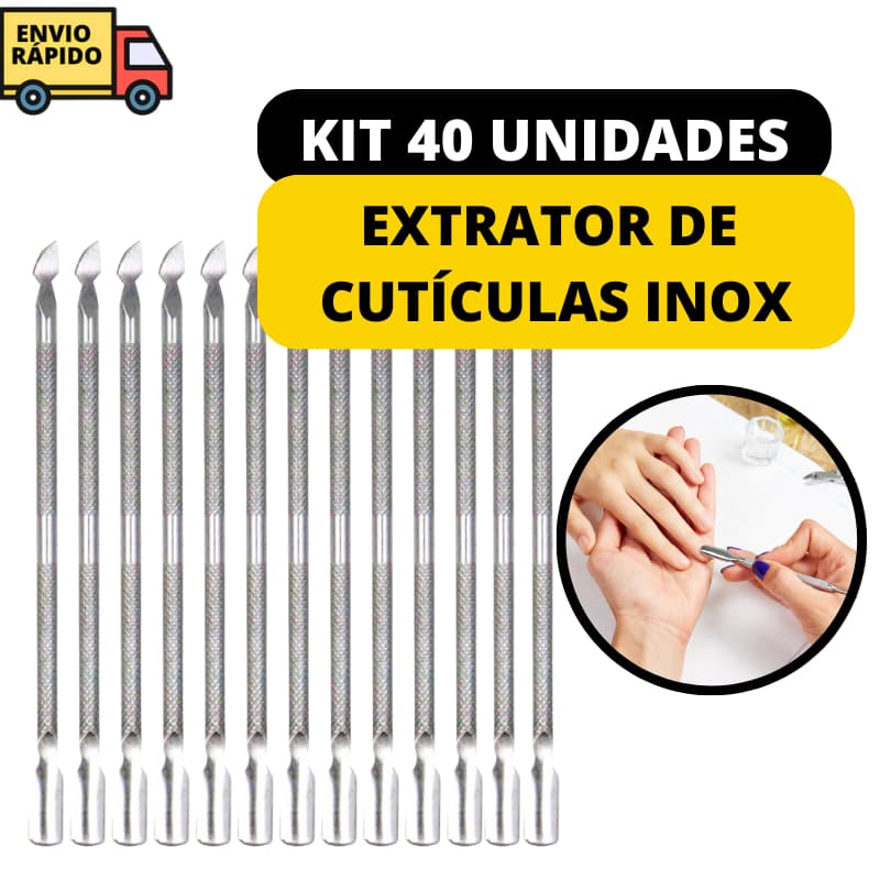 Extrator de Cutícula Jogo 40 Peças De Aço Inoxidável Removedor Empurrador Com Duas Pontas De Manicure