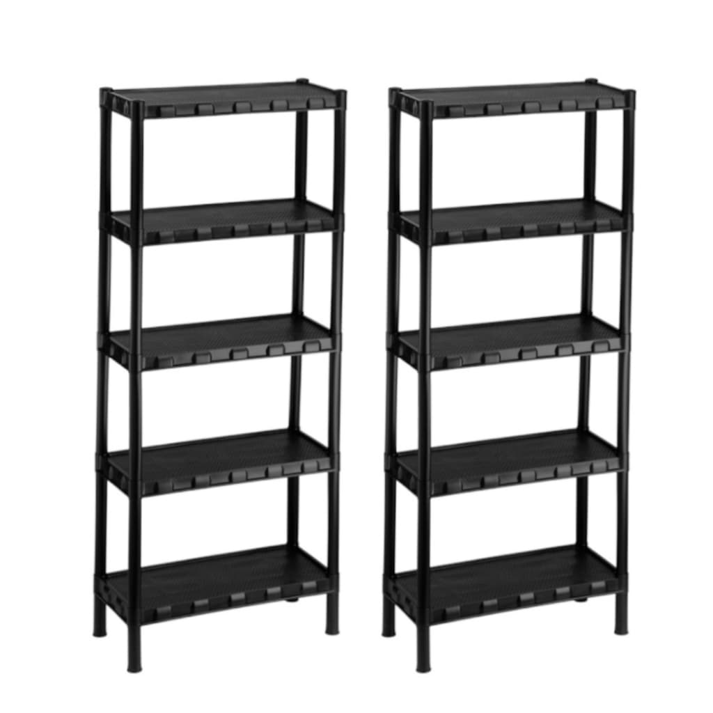 Kit 2 Estantes Plástica Modular Preta Prateleiras
