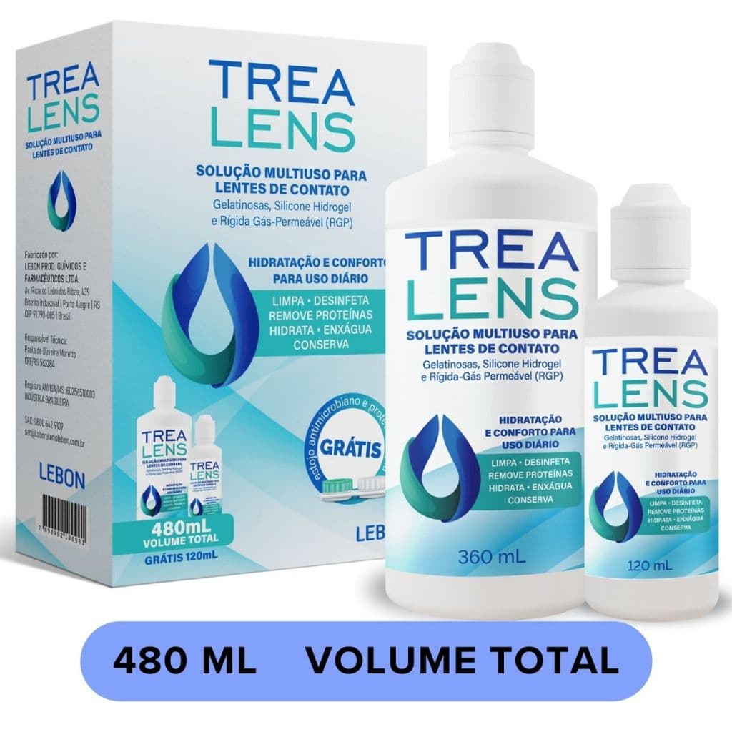 Trea Leans Bio Lent Solução Lentes De Contato 480ml + Estojo Grátis limp lent