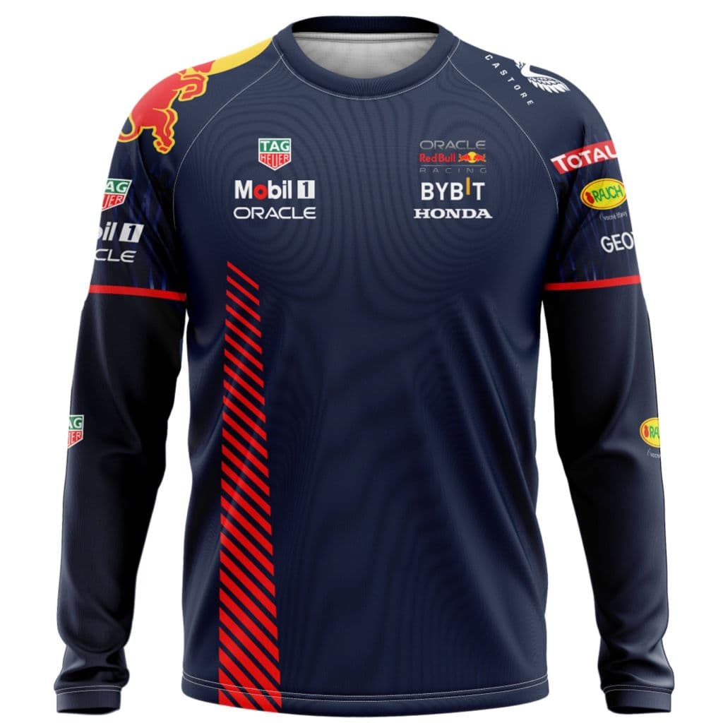 Camiseta Manga Longa Red Bull Fórmula 1 Dry Fit TreinoProteção UV