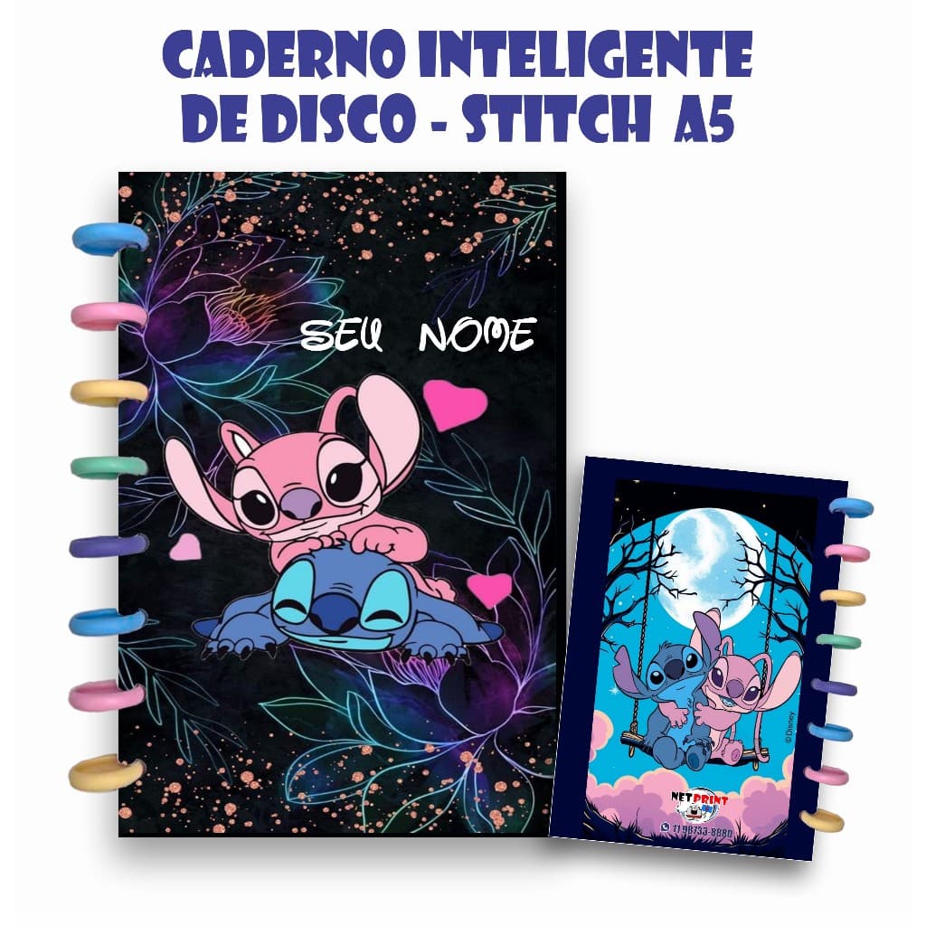 CADERNO INTELIGENTE STITCH CADERNO DE DISCO STIT  PERSONALIZADO A4